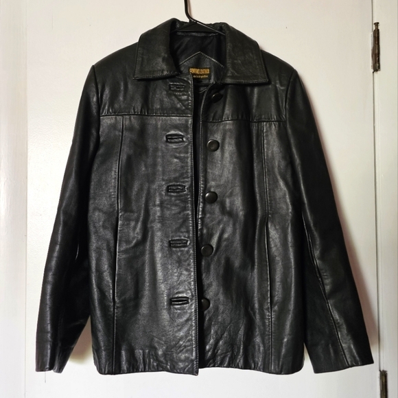 Genuine Leather Jackets & Blazers - Genuine leather Argentina black button-down vintage women's leather jacket